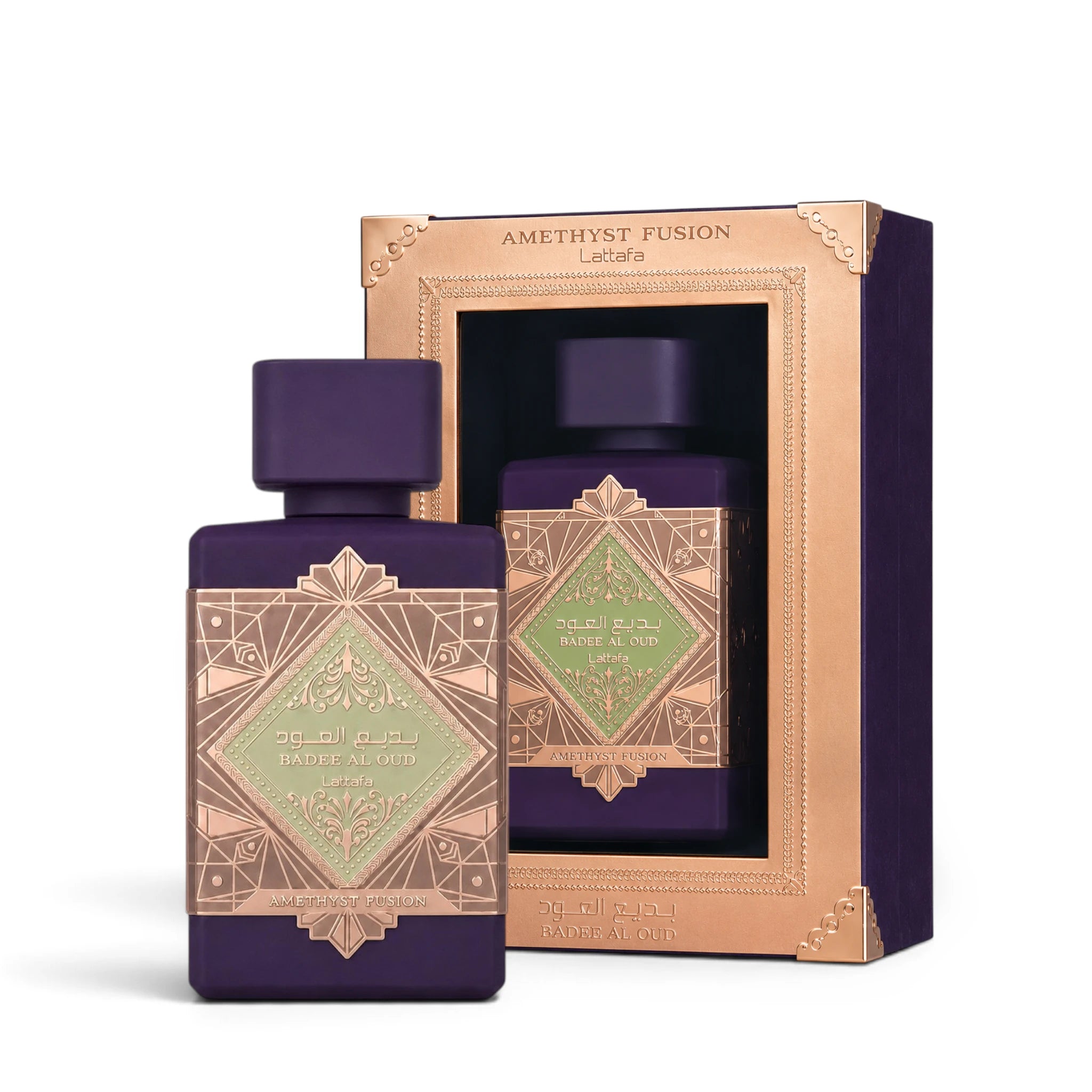 Bade'e Al Oud Amethyst Fusion 100ml Eau de Parfum with Lattafa packaging
