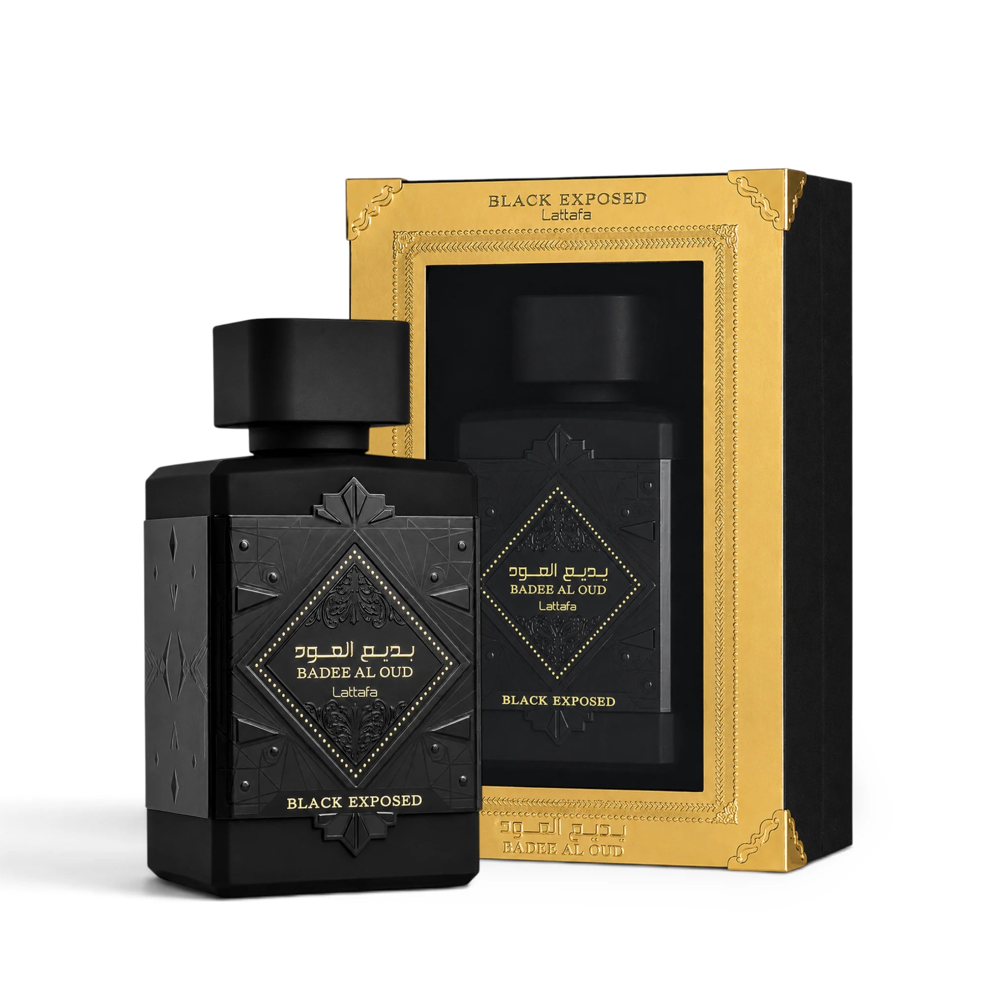 Badee Al Oud Black Exposed 100ml Eau de Parfum with Lattafa box