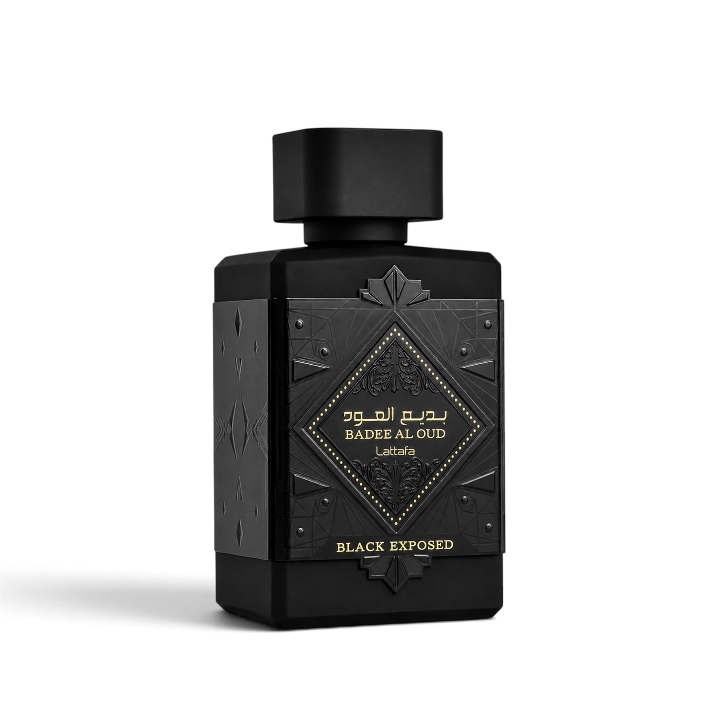 Badee Al Oud Black Exposed 100ml Eau de Parfum by Lattafa front bottle