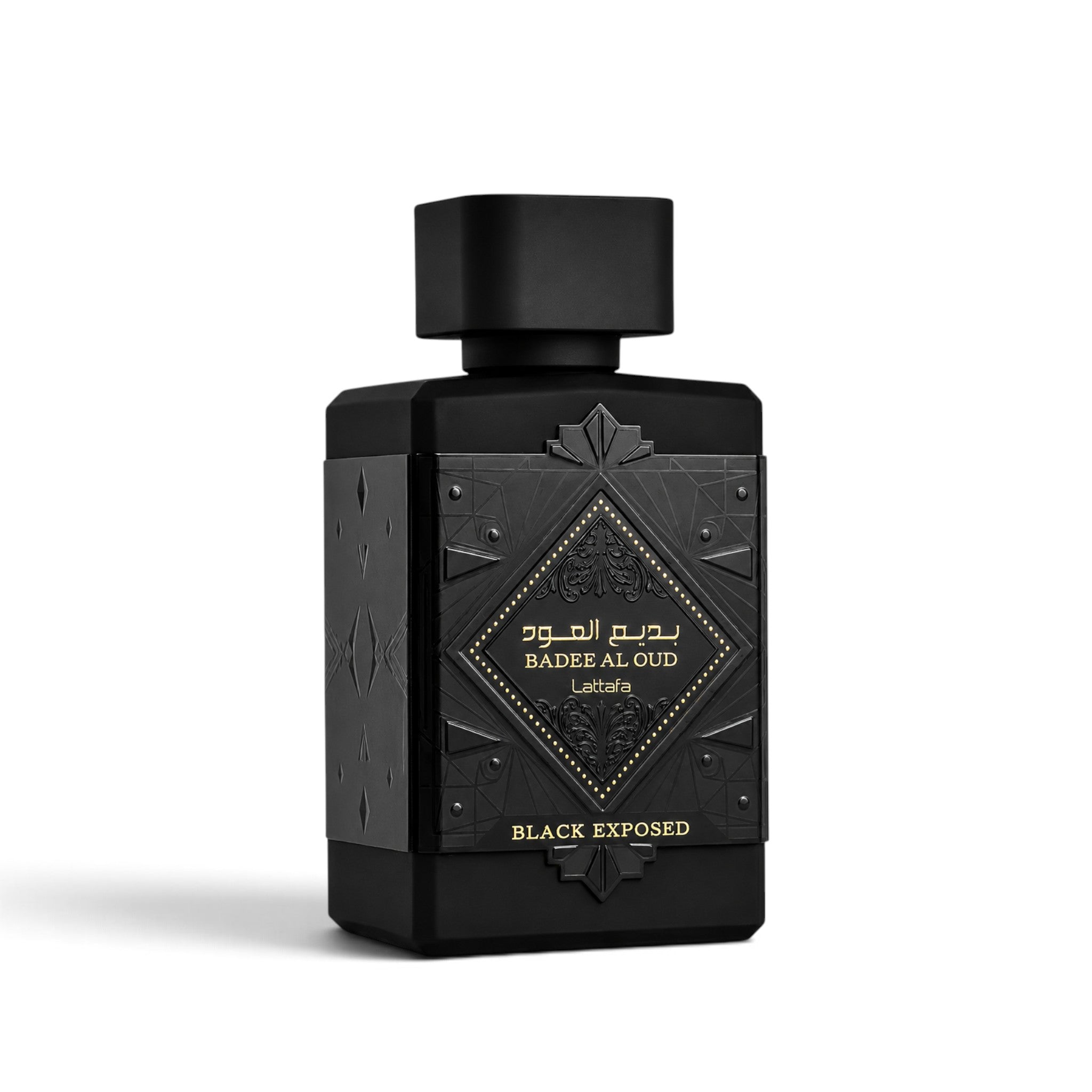 Badee Al Oud Black Exposed 100ml Eau de Parfum by Lattafa front bottle