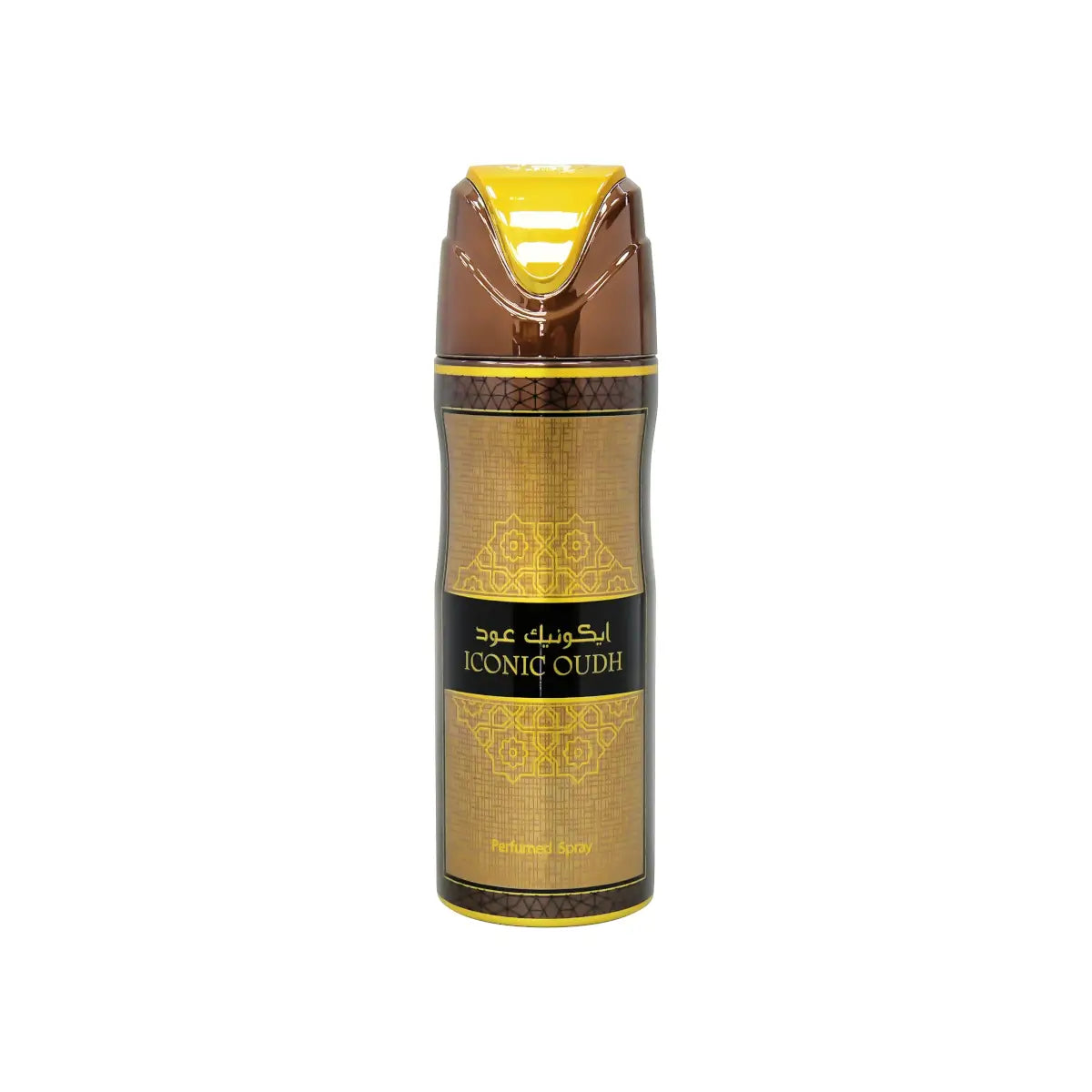 Iconic Oudh Perfumed 200ml Body Spray by Lattafa body spray can and packaging