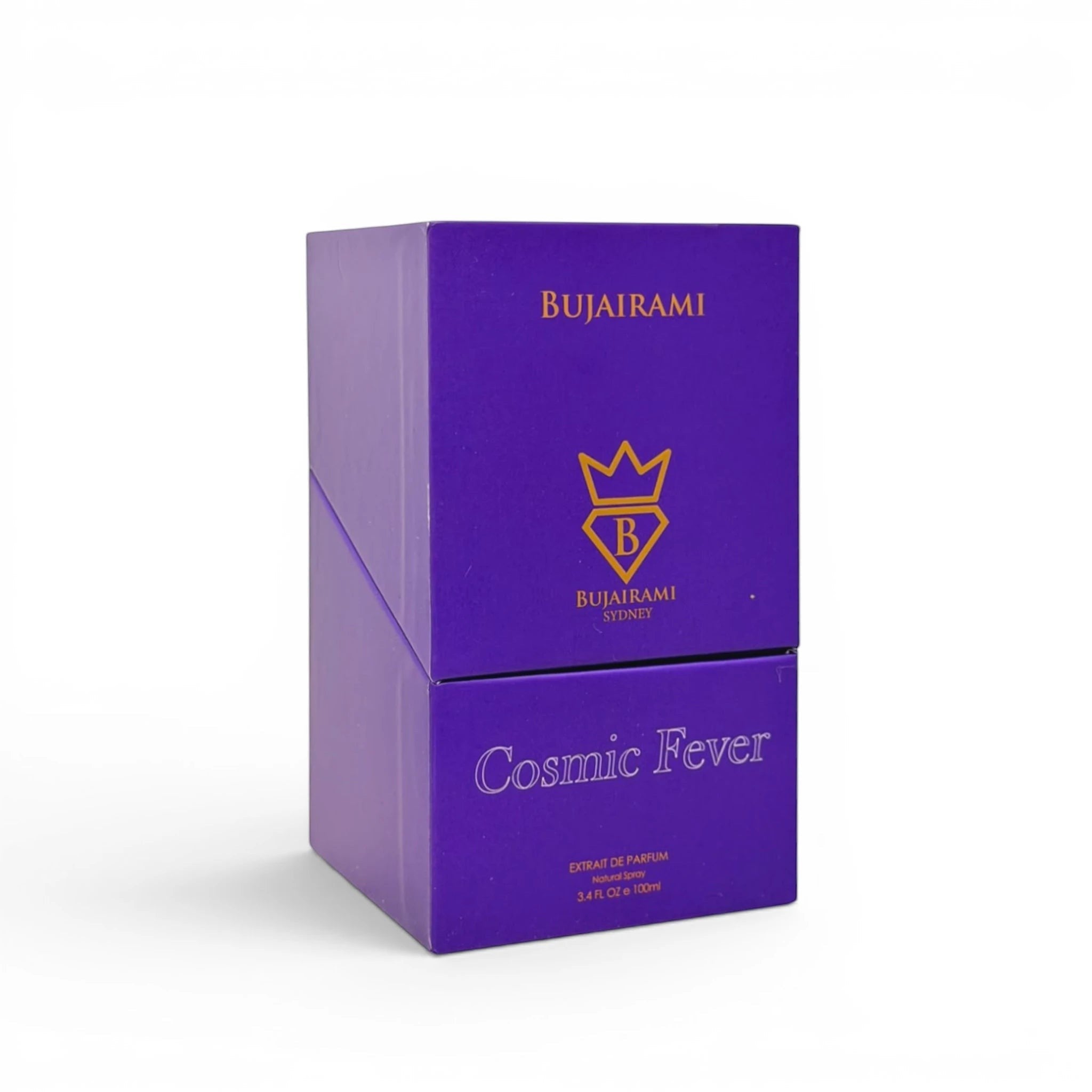 Close-up packaging of Bujairami Cosmic Fever Extrait de Parfum