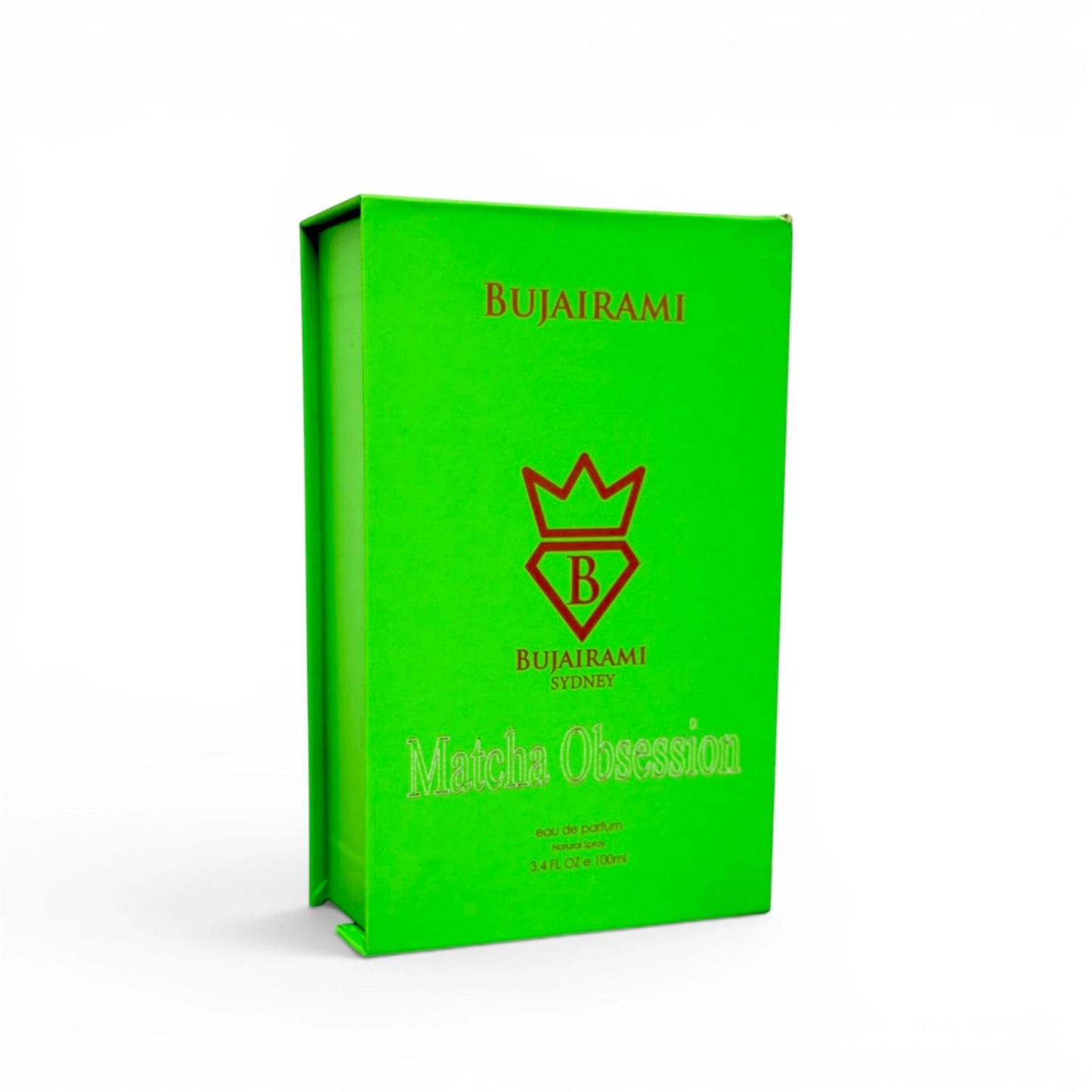 Close-up of Bujairami Matcha Obsession packaging