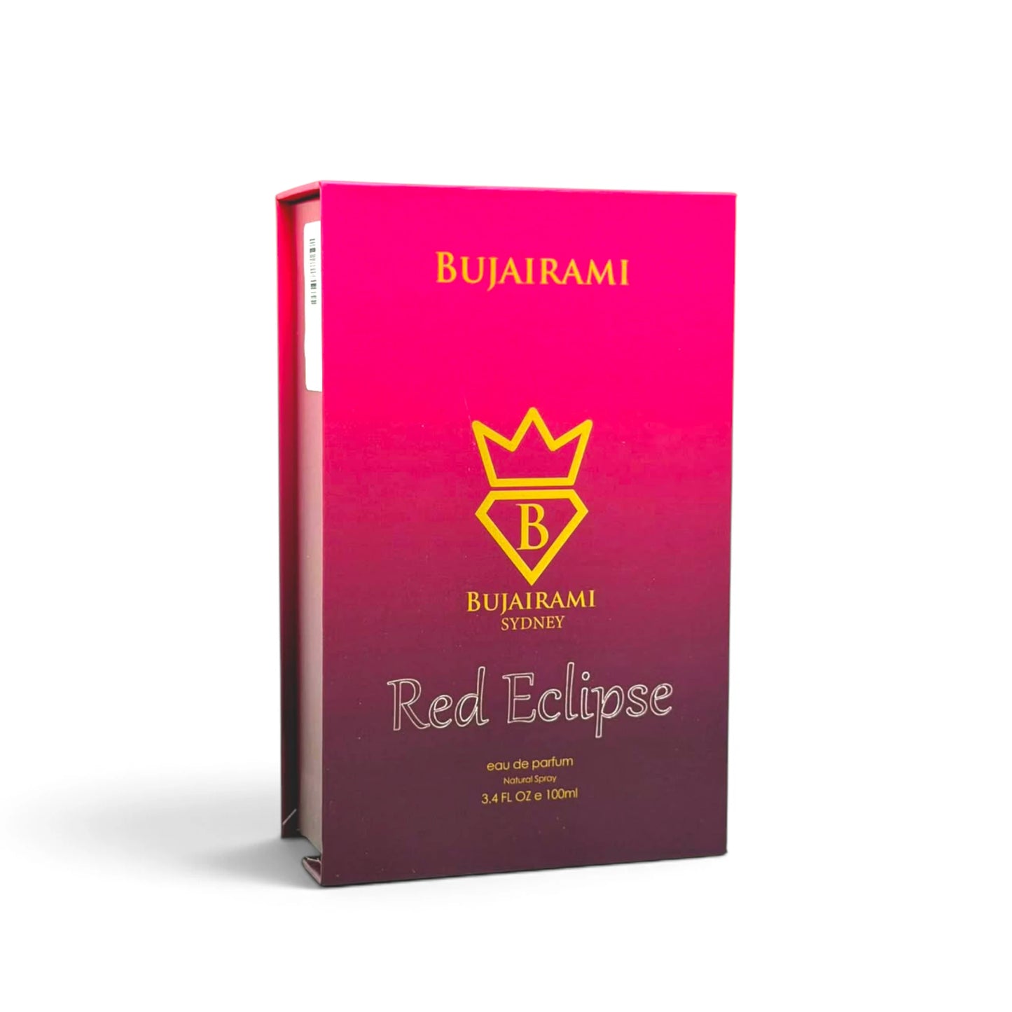 Bujairami Red Eclipse Eau de Parfum packaging close-up