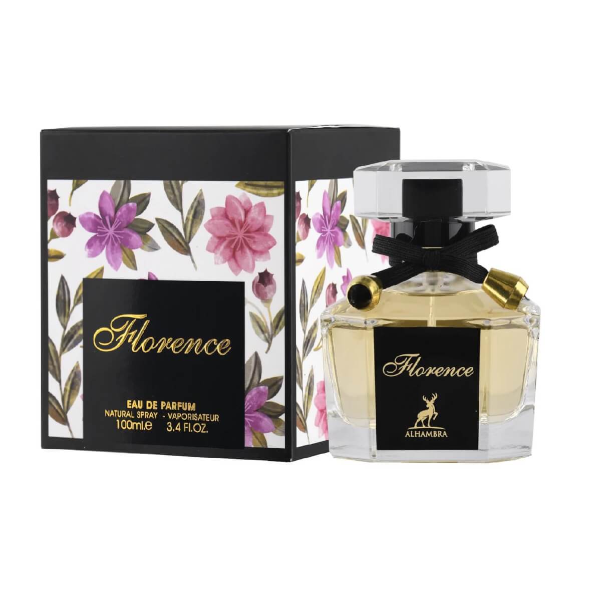 Florence 100ml Eau de Parfum by Maison Alhambra bottle and box