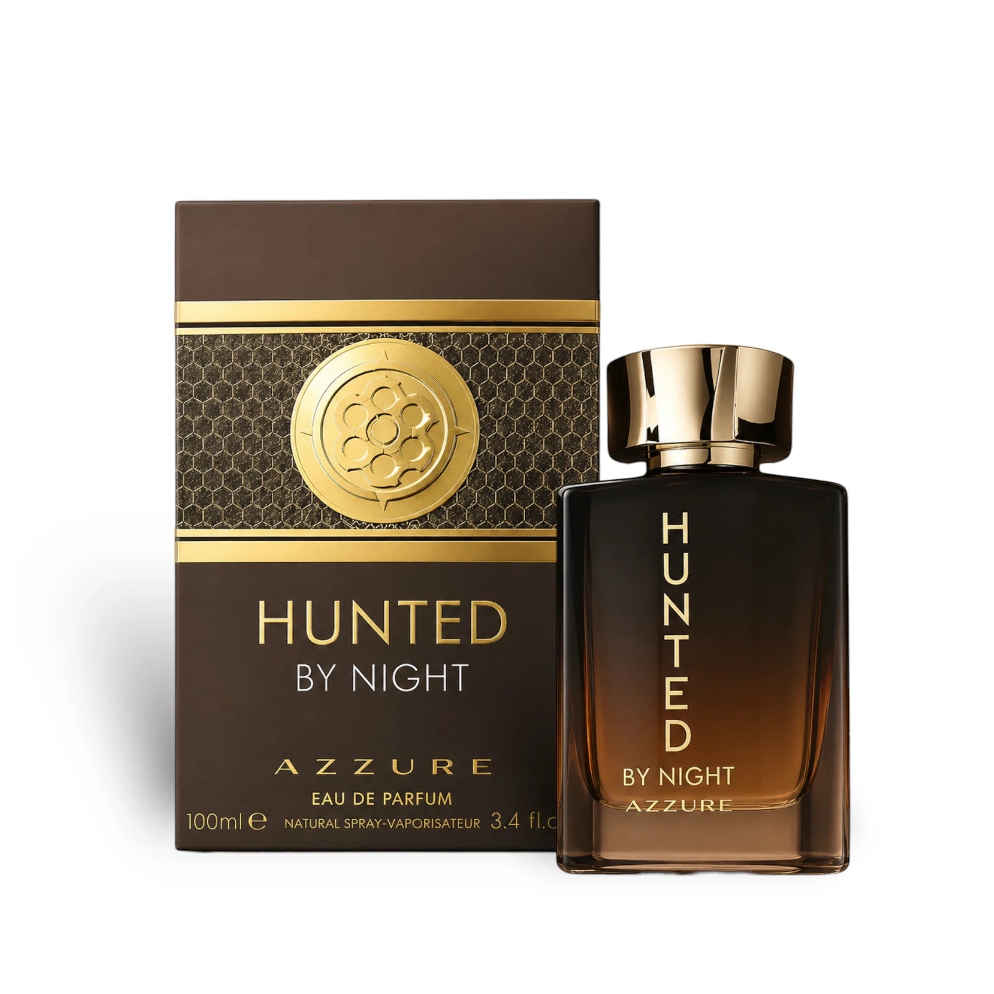 Fragrance World Hunted By Night Azzure 100ml Eau de Parfum for men, fresh woody aromatic scent.