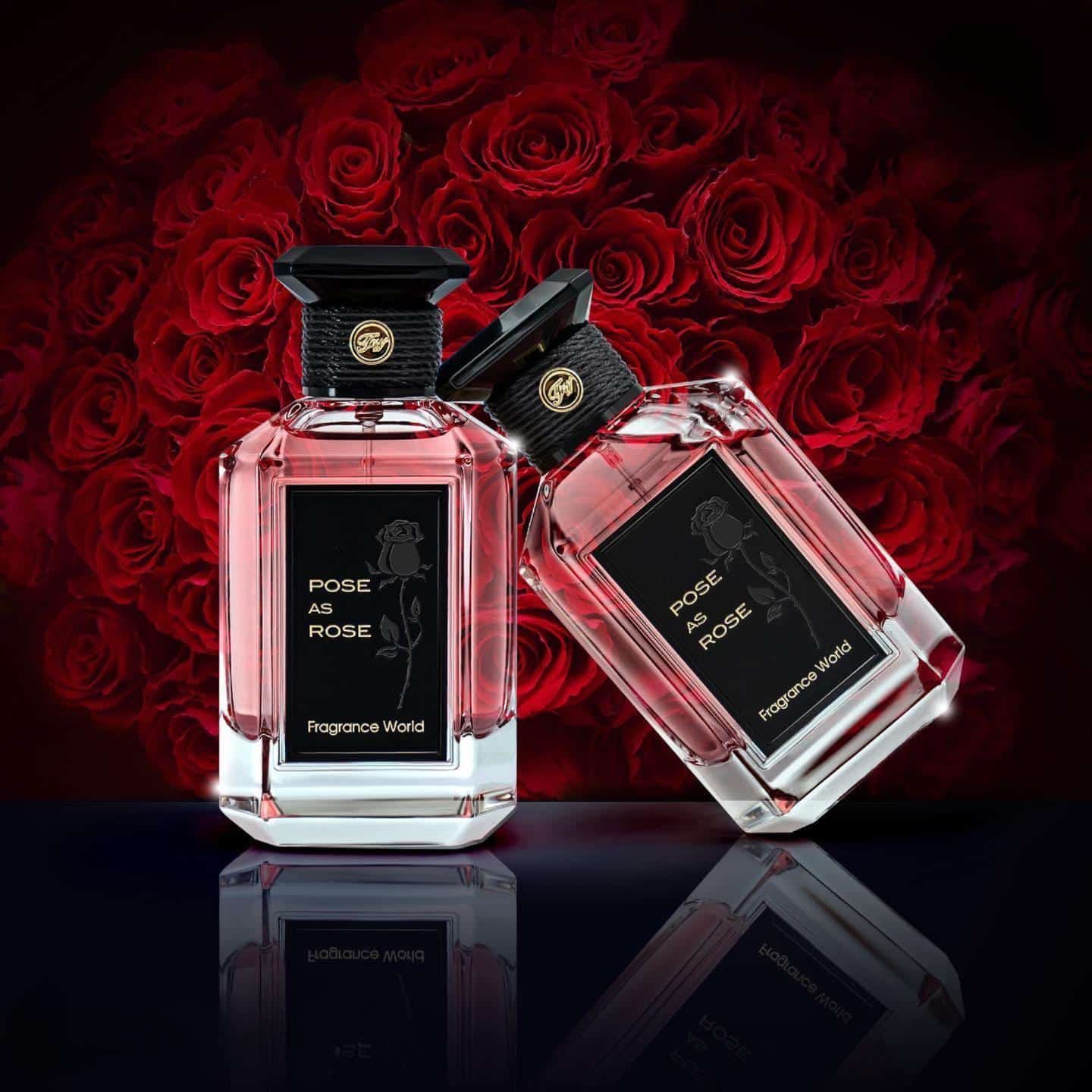 Pose As Rose 100ml Eau de Parfum by Fragrance World fragrance packaging front view
