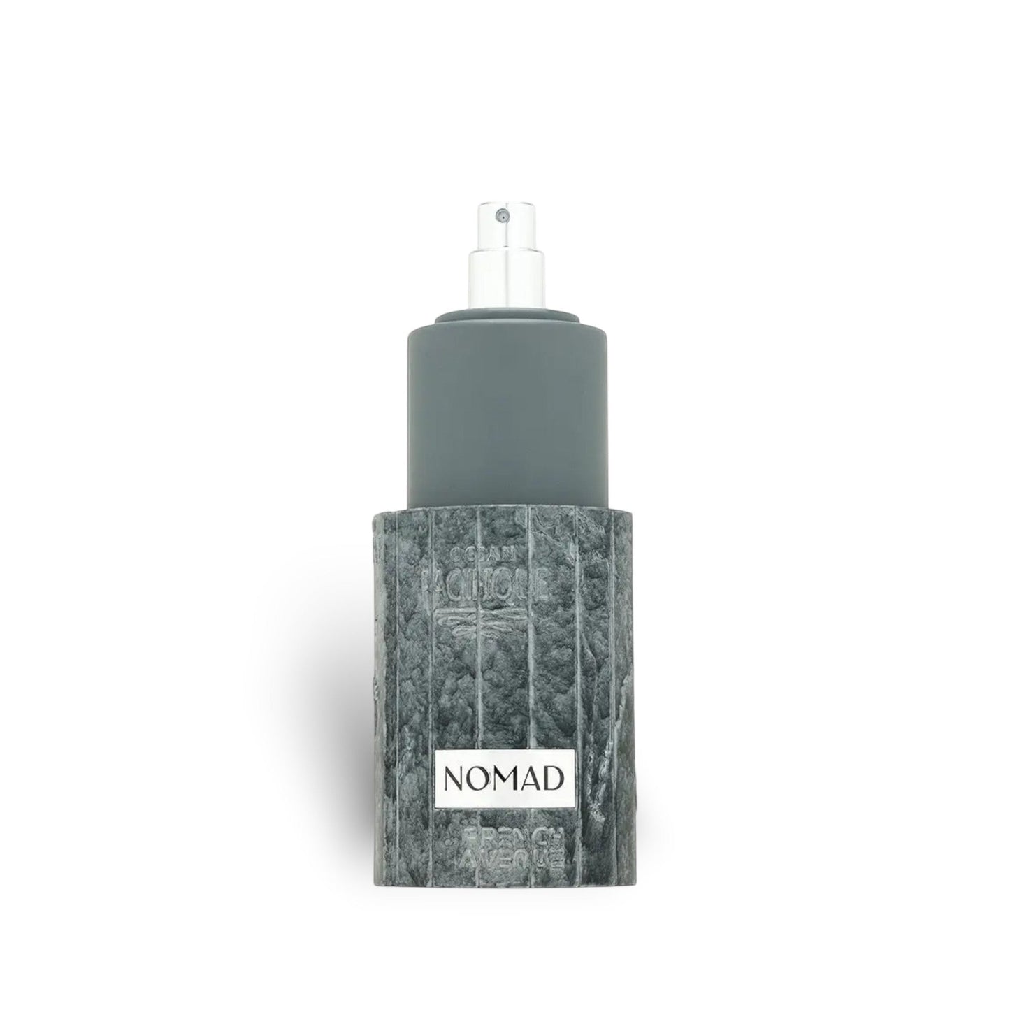 French Avenue Nomad 100ml Extrait de Parfum bottle with grey textured base and grey cap.