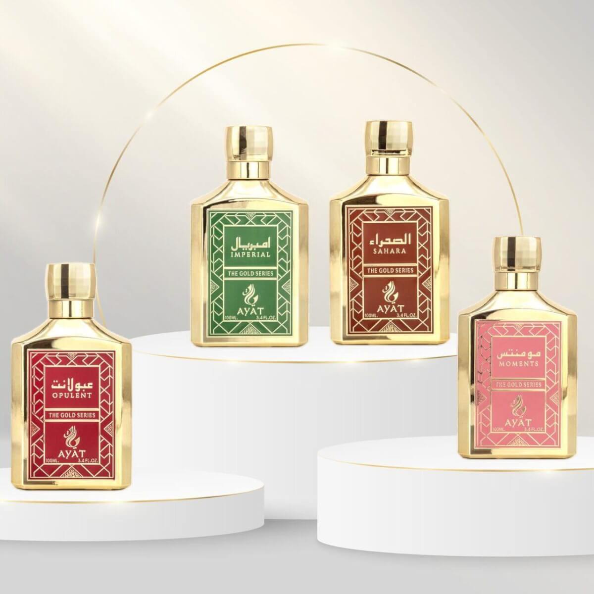 Sahara The Gold Series 100ml Eau de Parfum by Ayat bottle and box