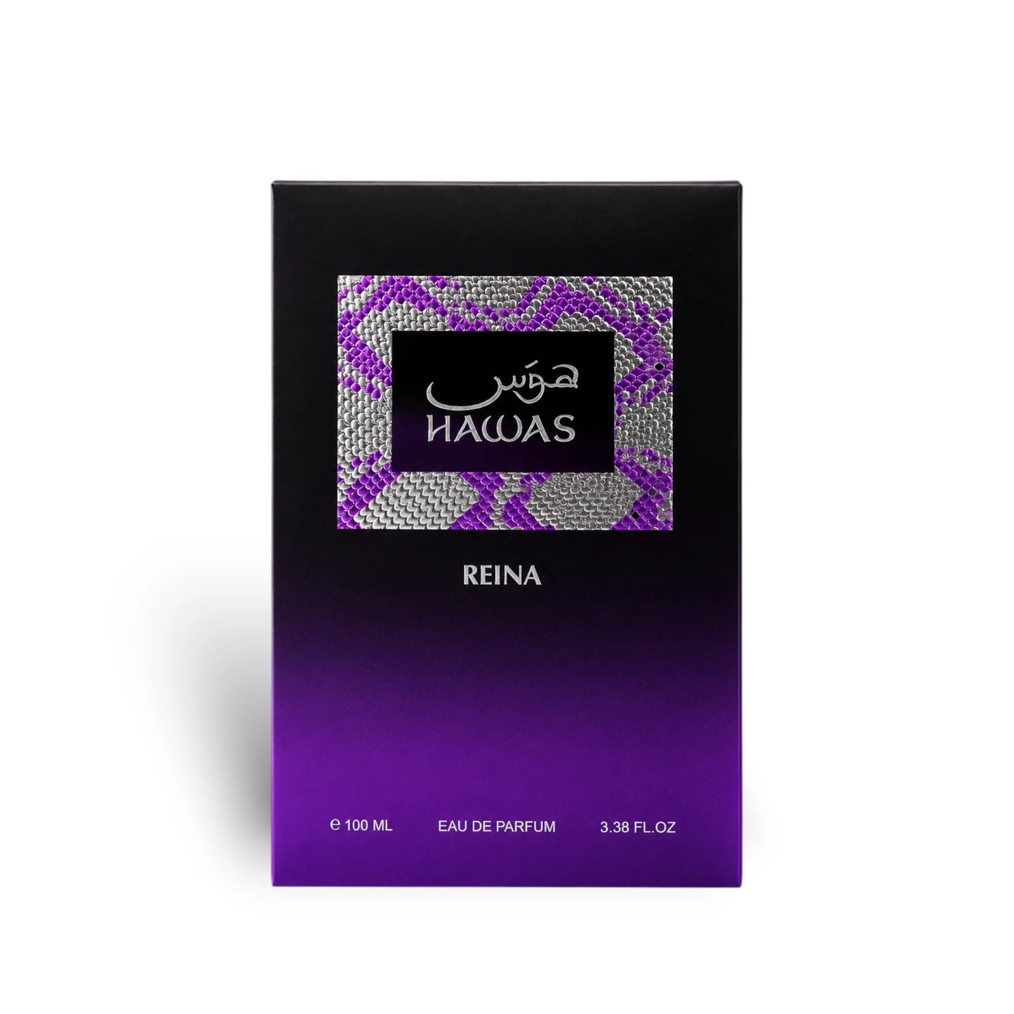 Close-up packaging of Rasasi Hawas Reina 100ml