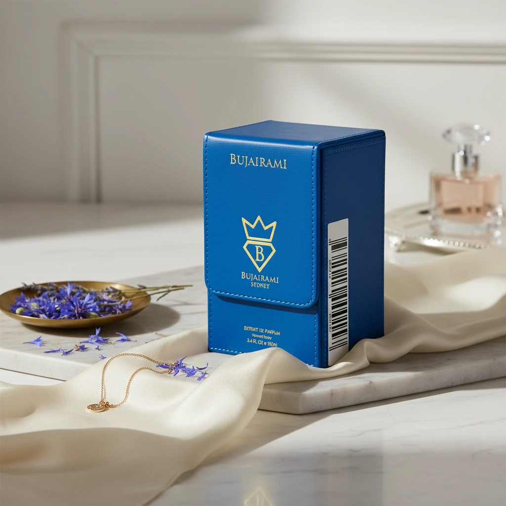 Close-up packaging detail of Hectic Extrait de Parfum by Bujairami