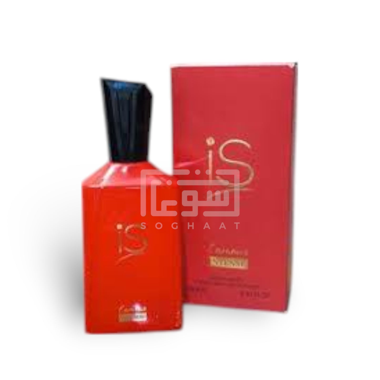 iS L'Amour Intense 75ml Eau de Parfum by Fragrance World perfume bottle close up