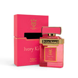 Ivory Kiss 100ml Eau de Parfum by Bujairami angled bottle and box view