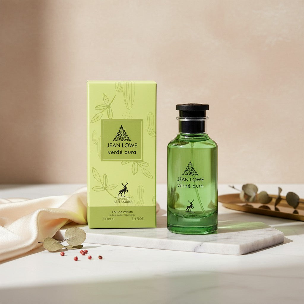 Lifestyle fragrance featuring Jean Lowe Verde Aura by Maison Alhambra