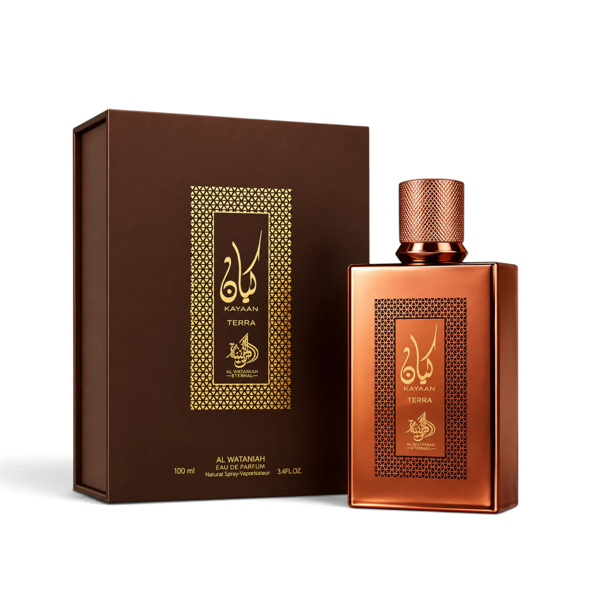Kayaan Terra 100ml Eau de Parfum by Al Wataniah bottle and box