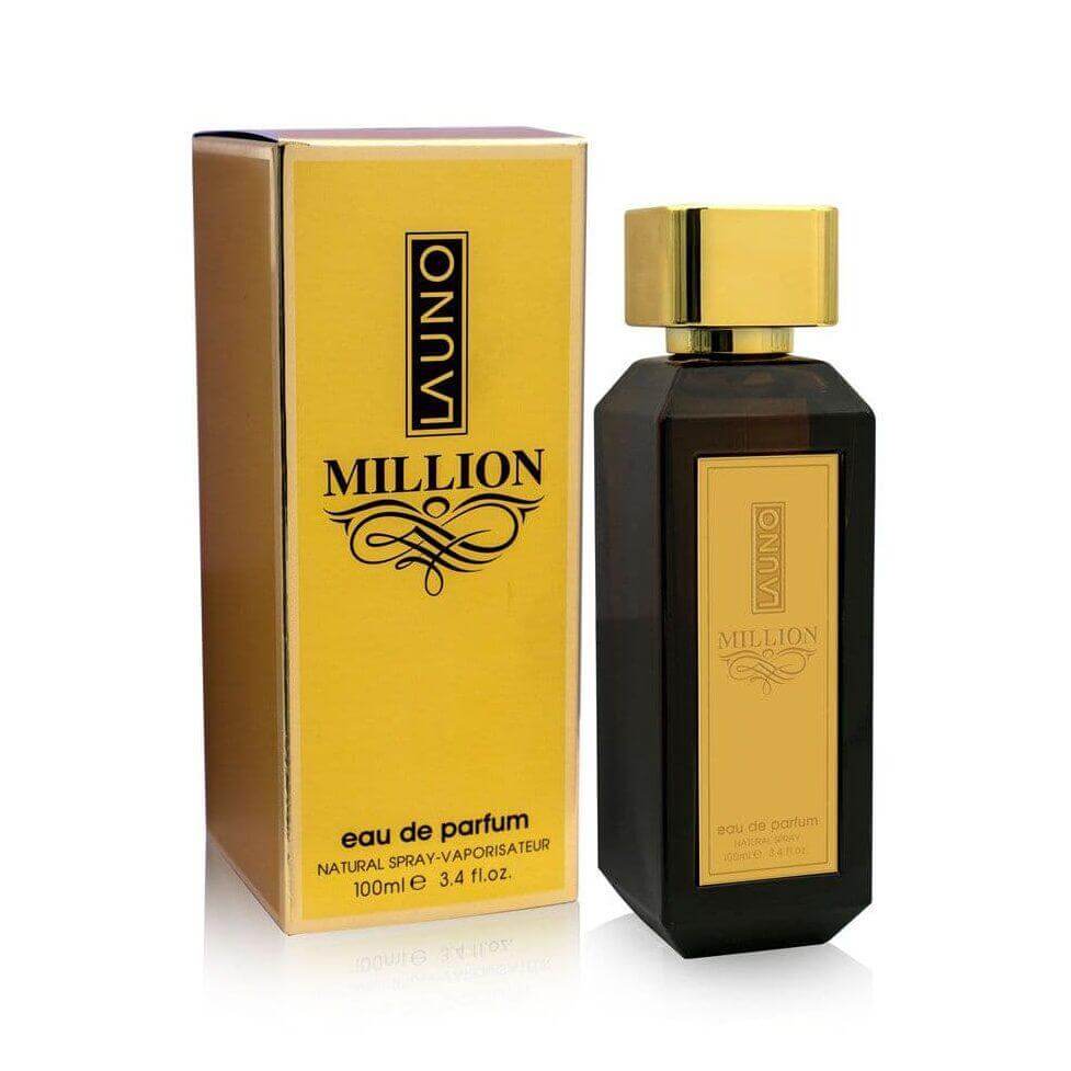 La Uno Million 100ml Eau de Parfum by Fragrance World bottle and box