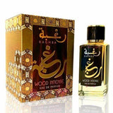 Raghba Wood Intense 100ml Eau de Parfum by Lattafa bottle and box
