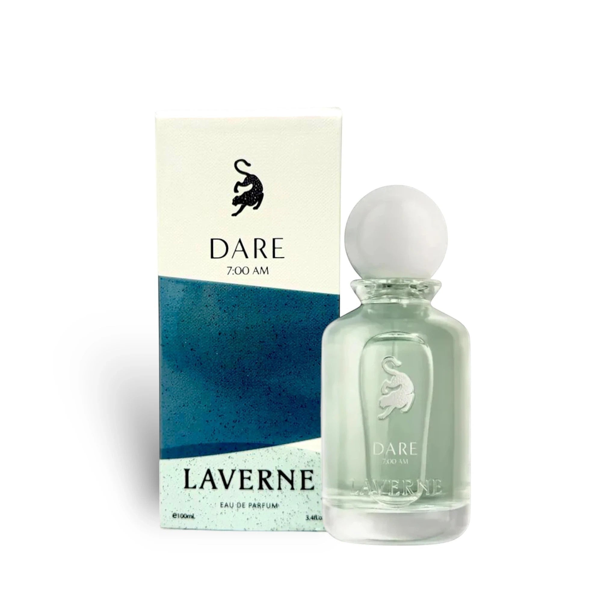 Laverne Dare 7AM Eau de Parfum 100ml bottle and box, fresh woody aromatic unisex fragrance.