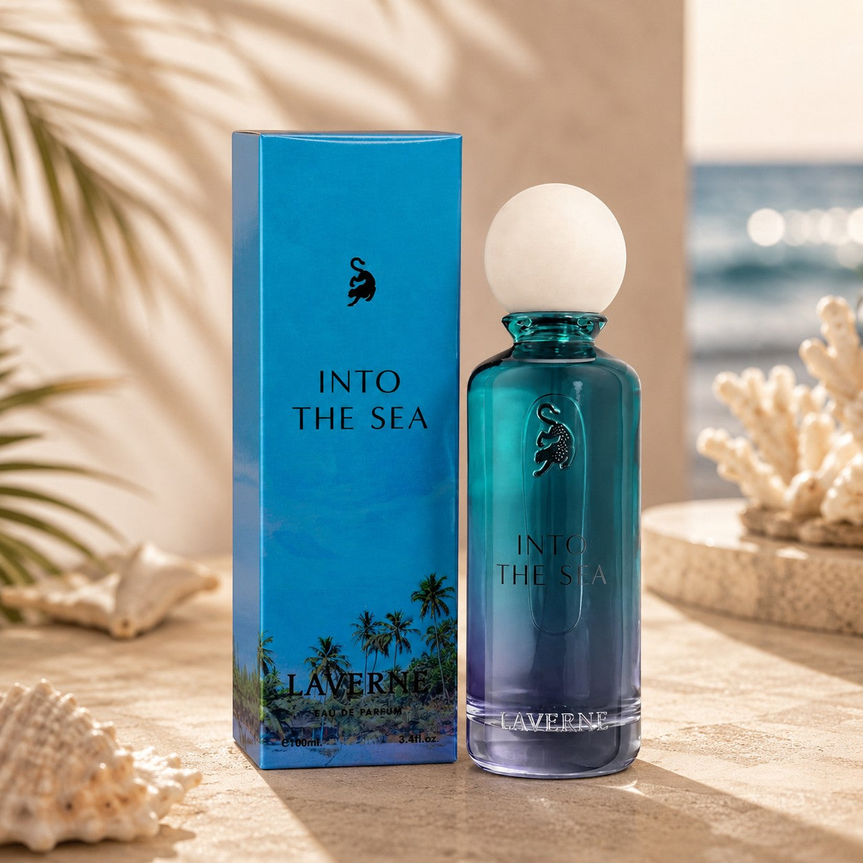 Laverne Into The Sea 200ml Eau de Parfum for men, fresh woody aromatic fragrance with citrus and tea notes.