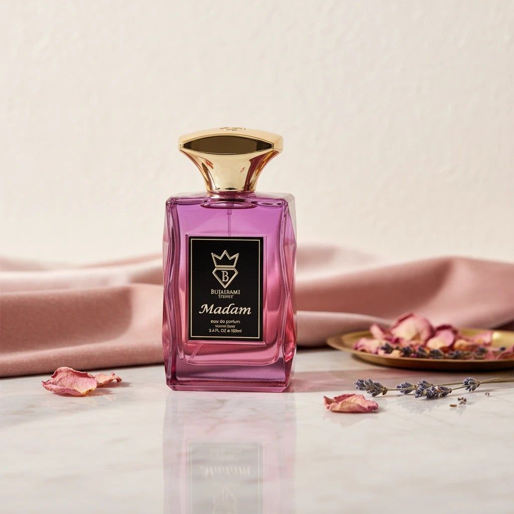 Side profile of Madam 100ml Eau de Parfum by Bujairami