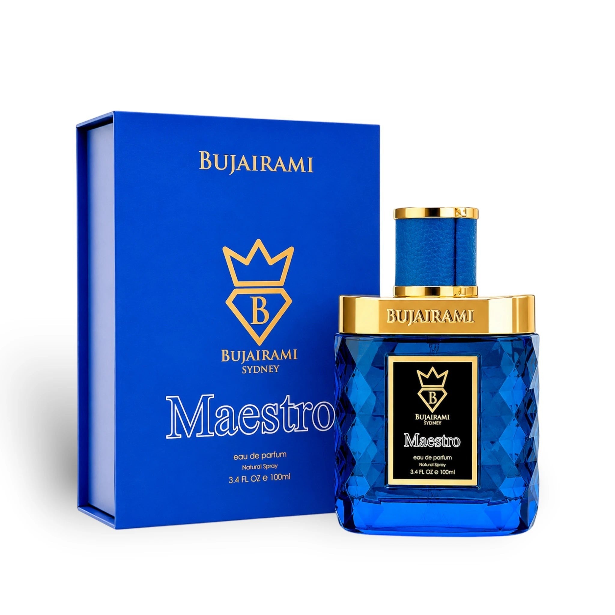 Maestro Eau de Parfum bottle with retail box