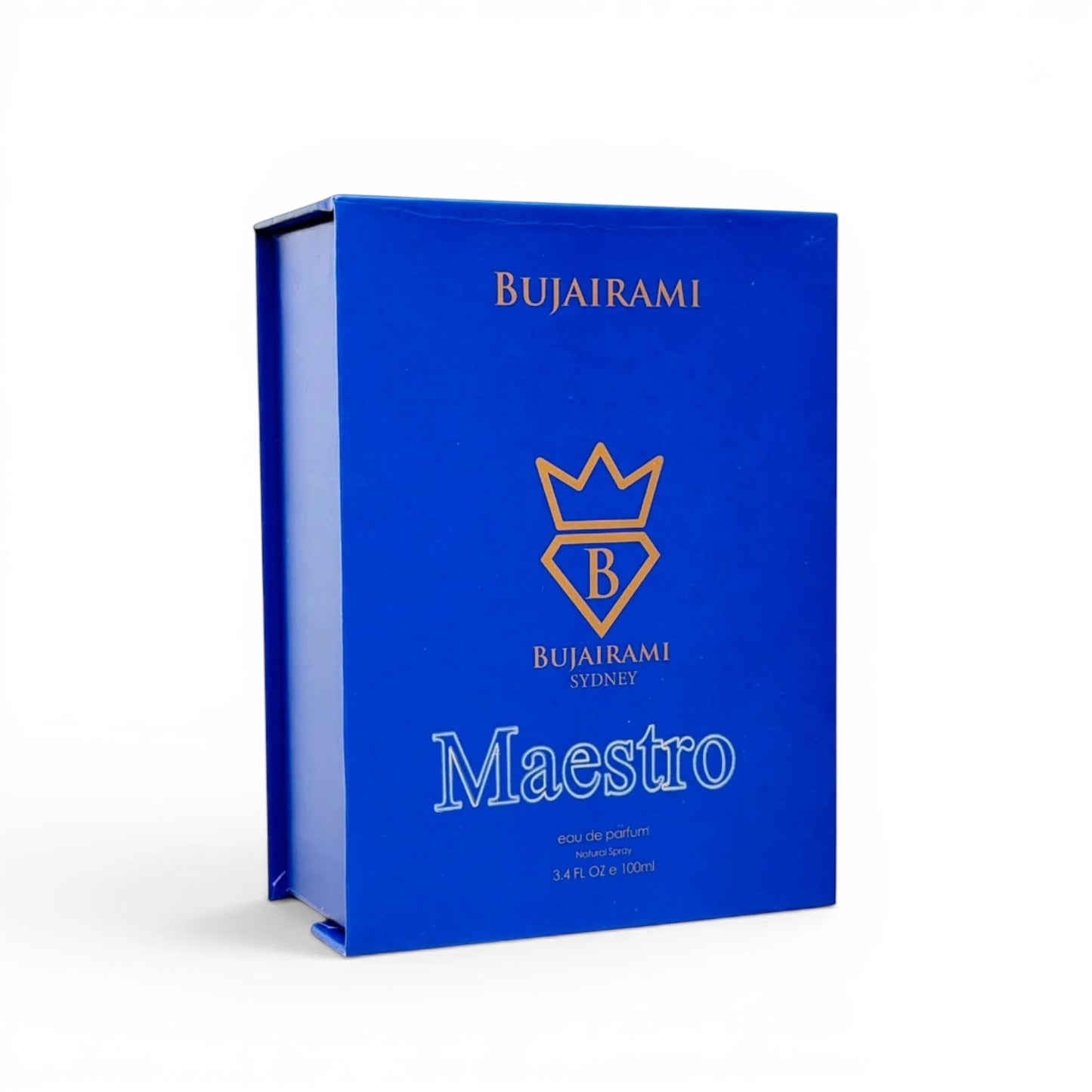 Close-up packaging of Maestro Eau de Parfum by Bujairami