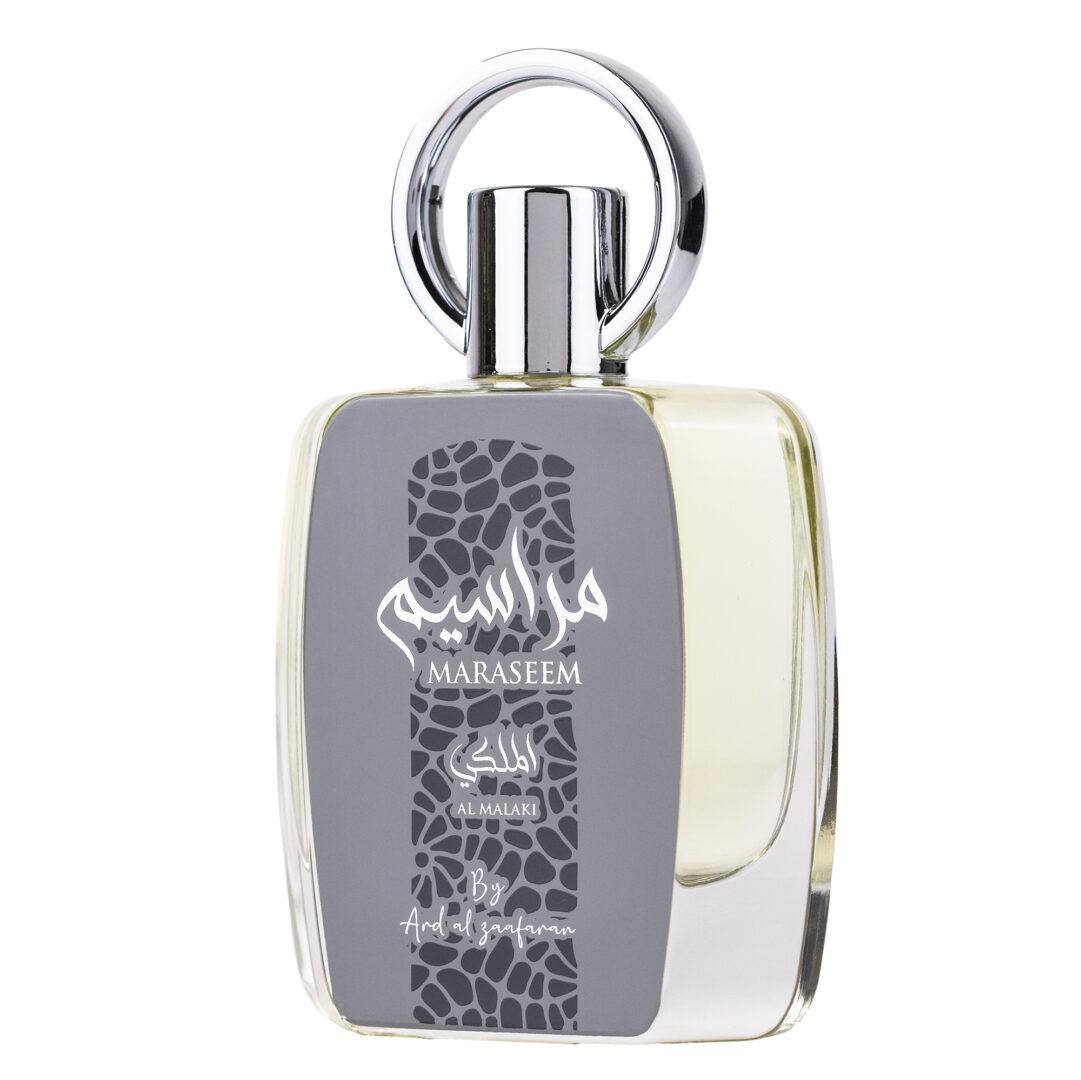 Maraseem Al Malaki 100ml Eau de Parfum by Ard Al Zaafaran fragrance packaging front view