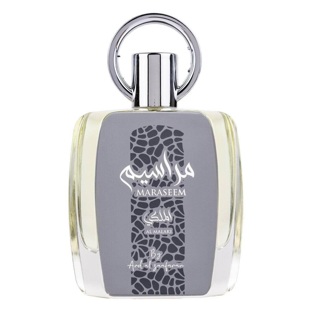 Maraseem Al Malaki 100ml Eau de Parfum by Ard Al Zaafaran perfume bottle close up