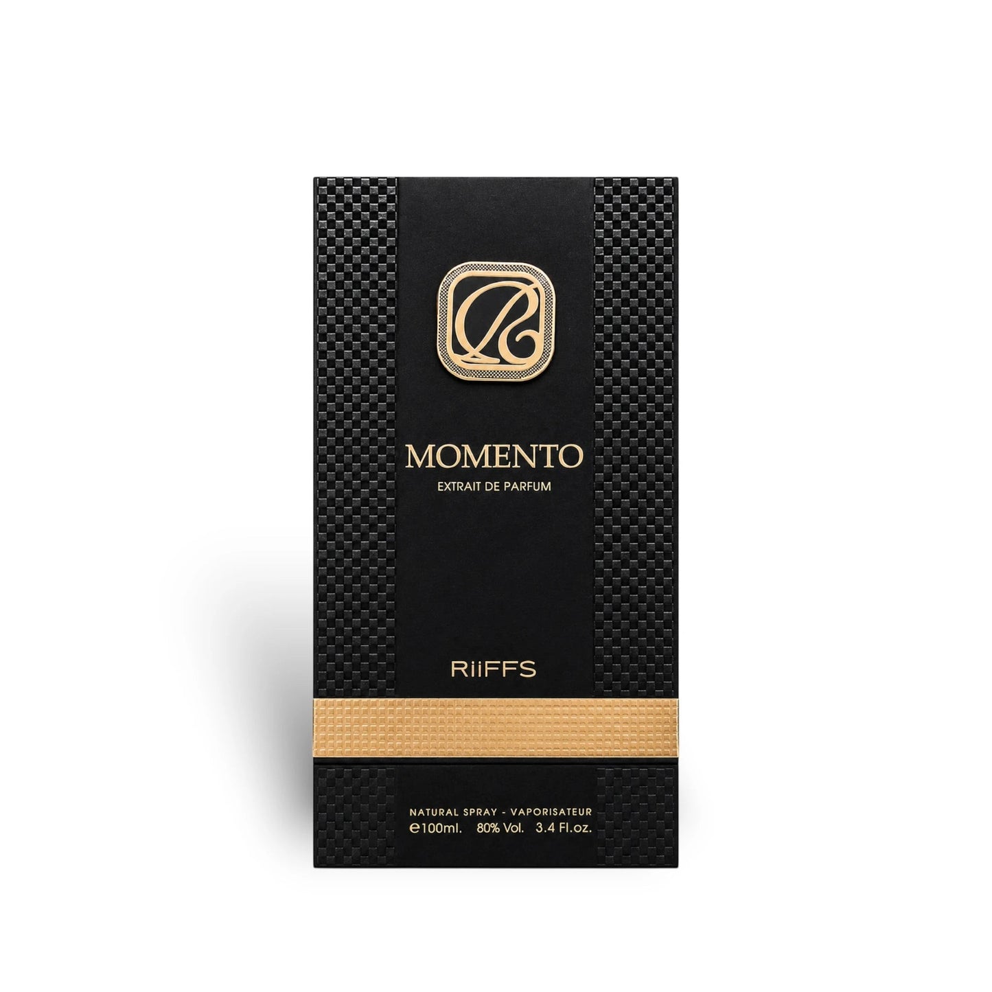 Close-up of the Momento Extrait de Parfum by RiiFFS bottle and packaging