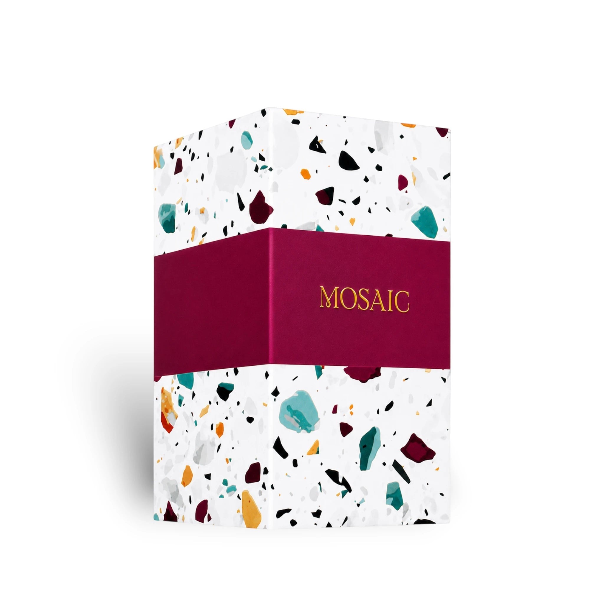 Close-up of the Mosaic Extrait de Parfum packaging details