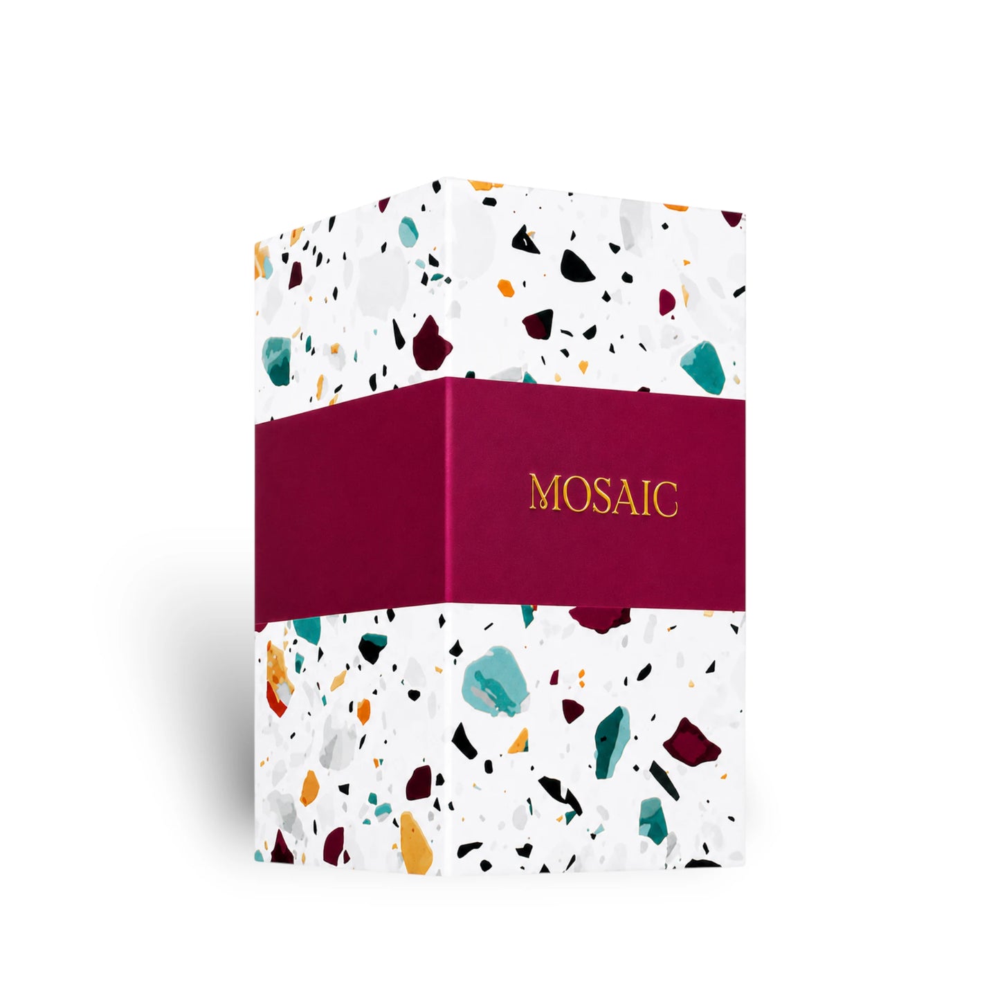 Close-up of the Mosaic Extrait de Parfum packaging details