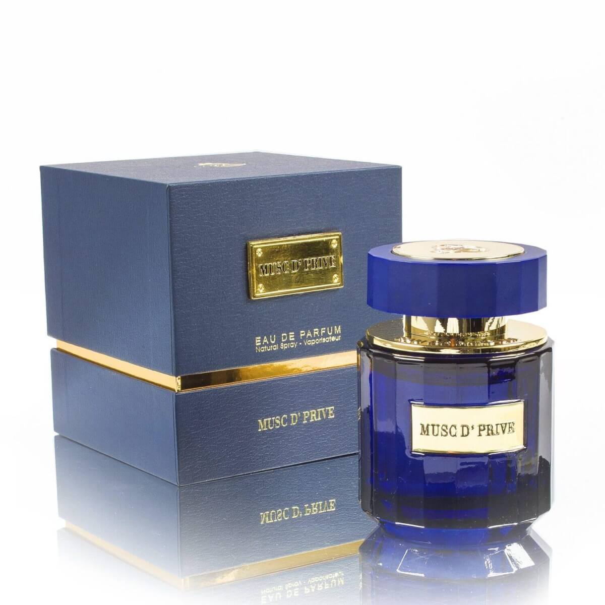 Musc D' Prive 100ml Eau de Parfum by French Avenue perfume bottle close up
