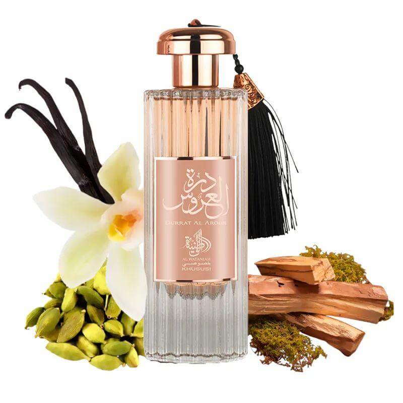 Durrat Al Aroos 85ml Eau de Parfum by Al Wataniah fragrance packaging front view