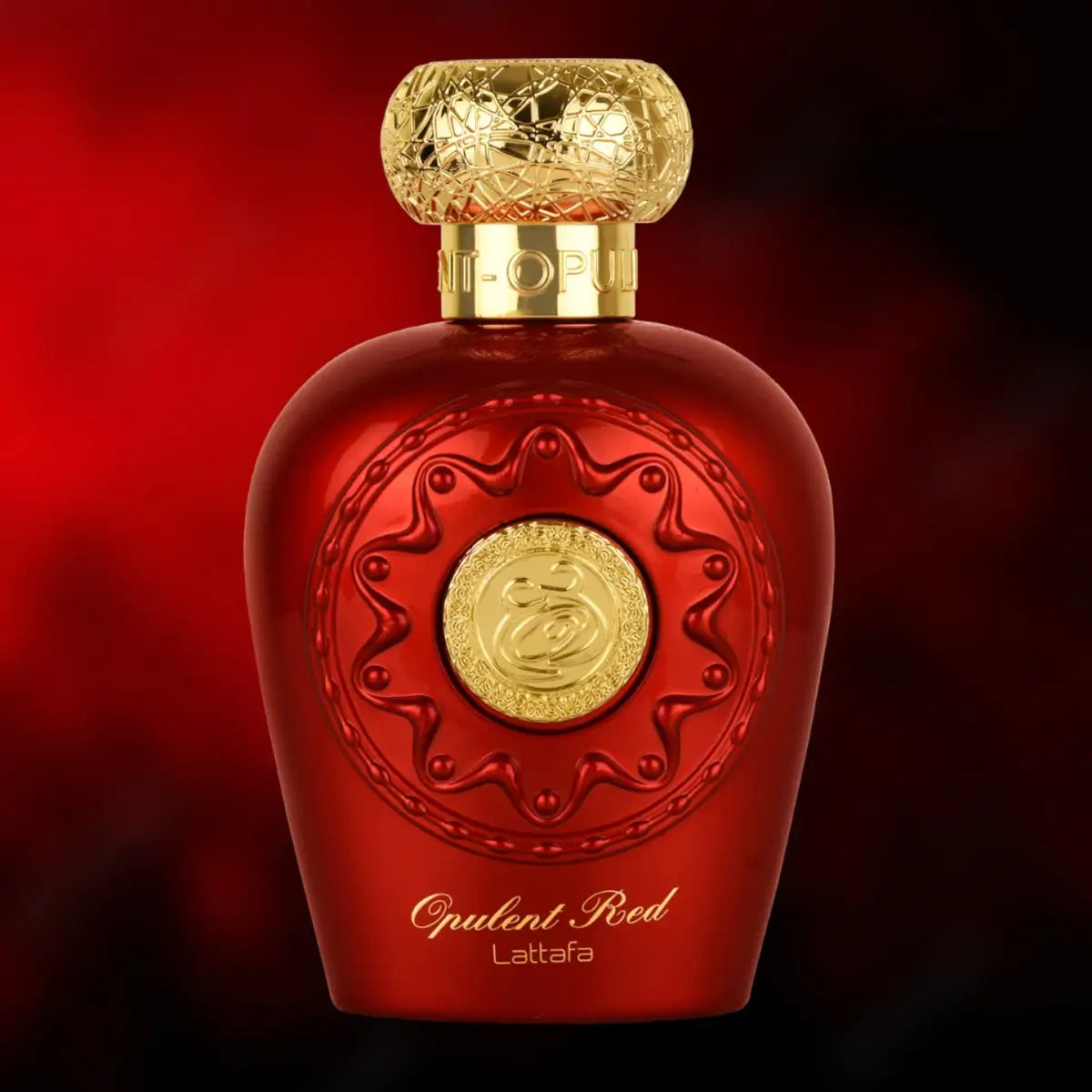 Opulent Red 100ml Eau de Parfum by Lattafa bottle and box