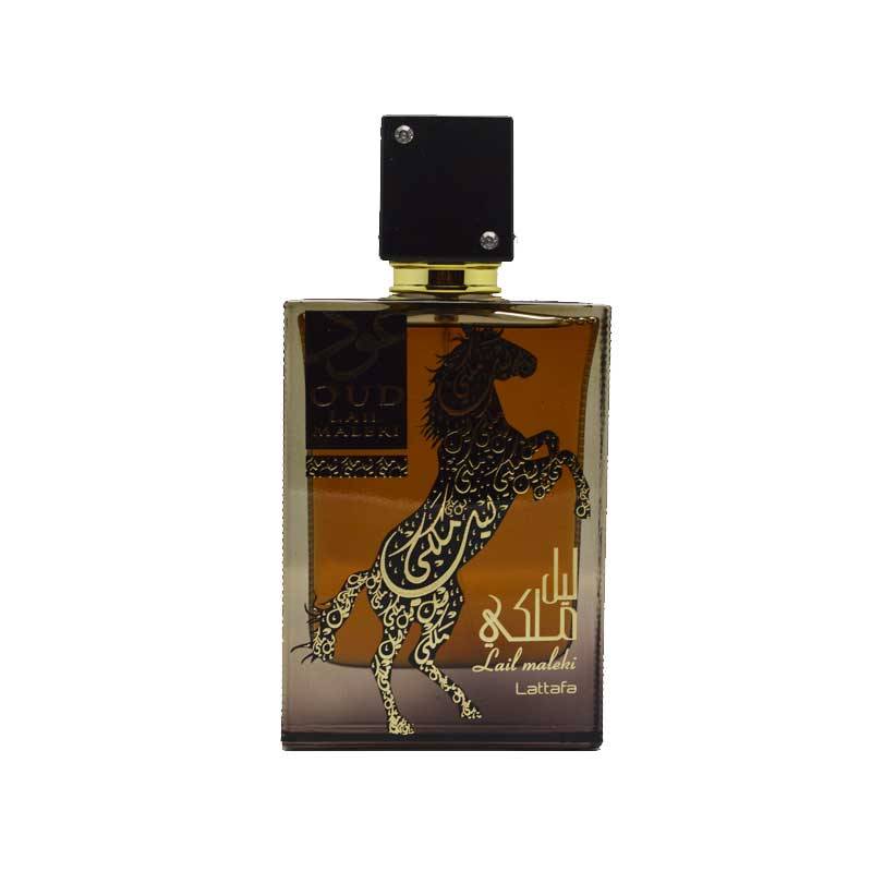 Oud Lail Maleki 100ml Eau de Parfum by Lattafa fragrance packaging front view