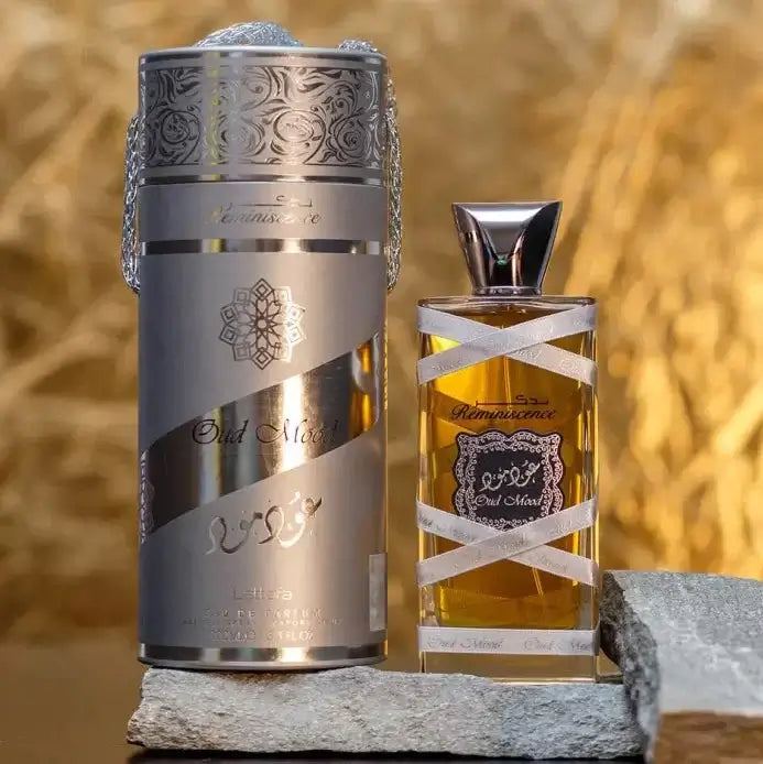 Oud Mood Reminiscence 100ml Eau de Parfum by Lattafa fragrance packaging front view