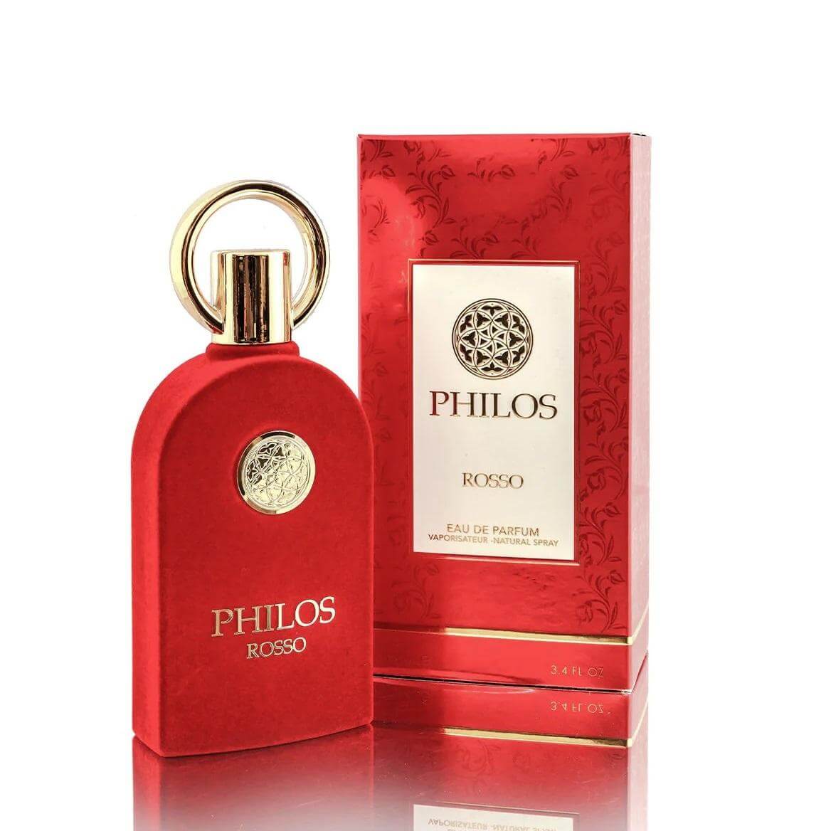 Philos Rosso 100ml Eau de Parfum by Maison Alhambra bottle and box