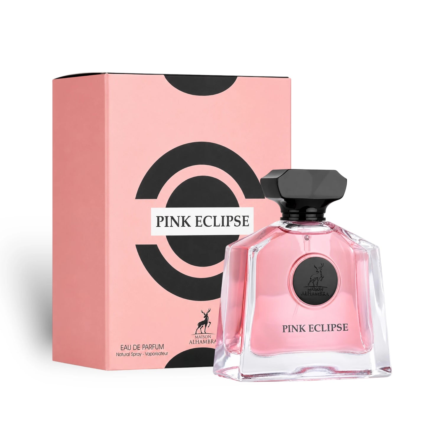 Pink Eclipse Eau de Parfum bottle with presentation box