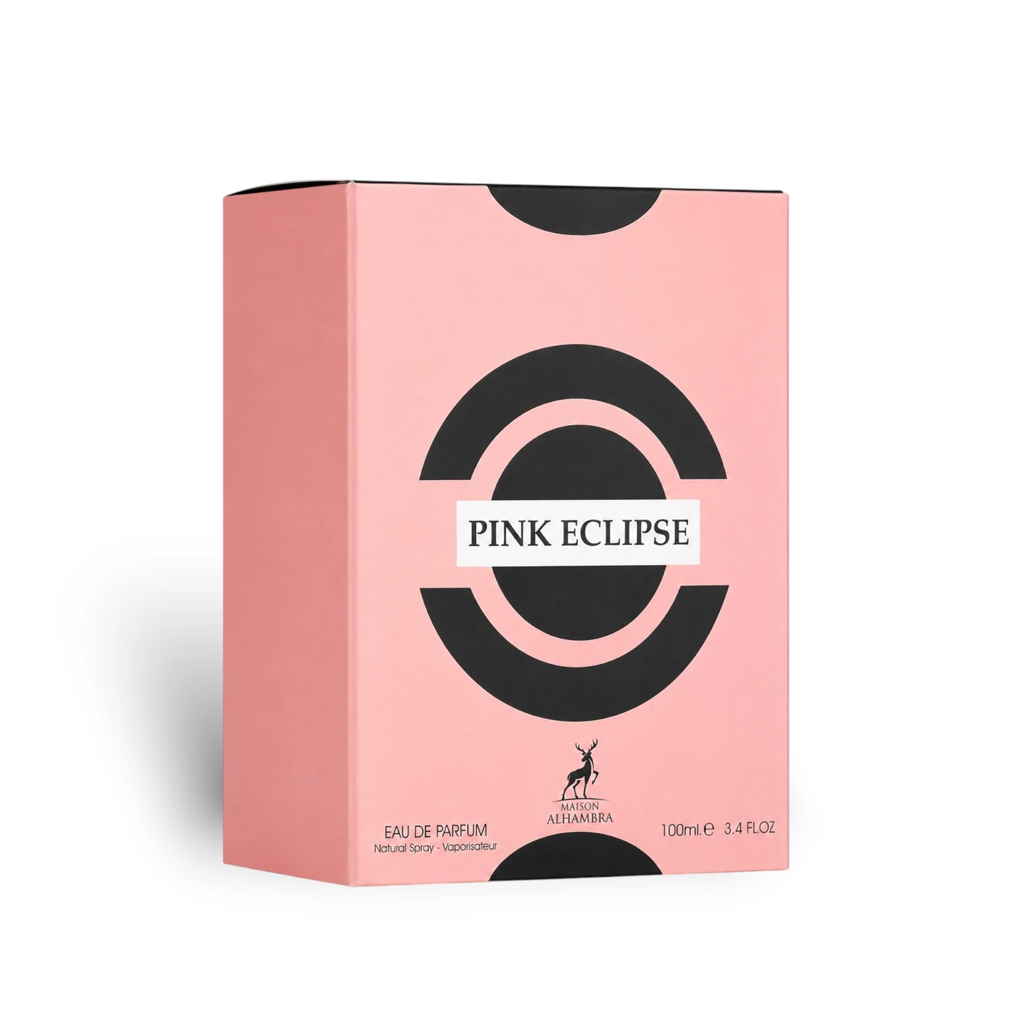 Close-up of Pink Eclipse Eau de Parfum packaging by Maison Alhambra