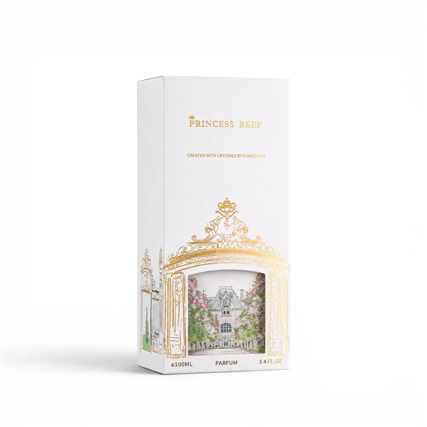 Close-up of Princess Reef Eau de Parfum packaging details