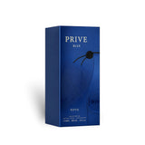 Close-up of Prive Blue 100ml Eau de Parfum packaging
