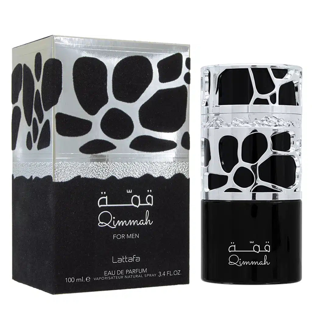 Qimmah 100ml Eau de Parfum by Lattafa bottle and box