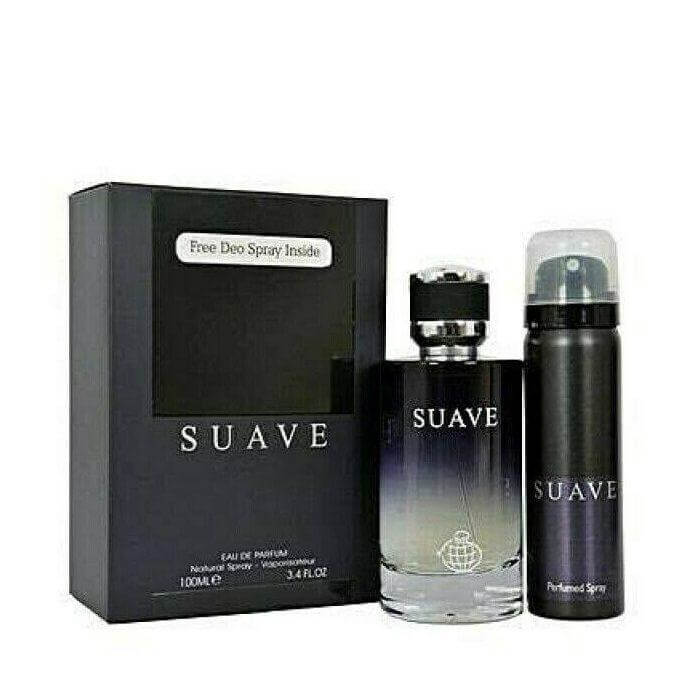 Suave With Free Deo 100ml Body Spray by Fragrance World bottle and box