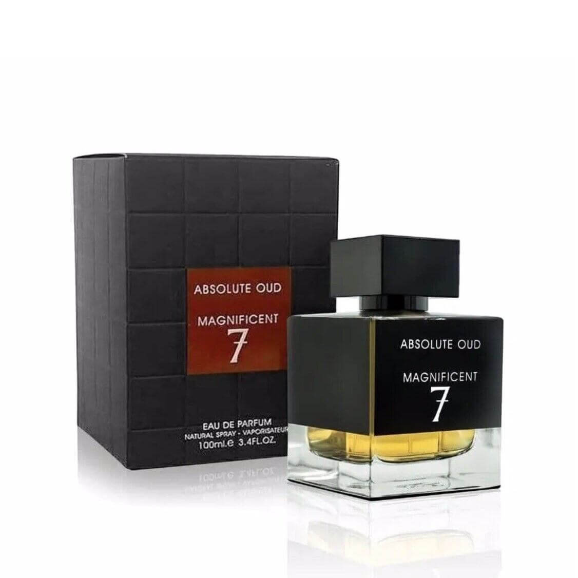 Absolute Oud Magnificent 7 100ml Eau de Parfum by Fragrance World bottle and box