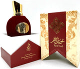 Red Oud 100ml Eau de Parfum by Arabiyat Prestige perfume bottle close up