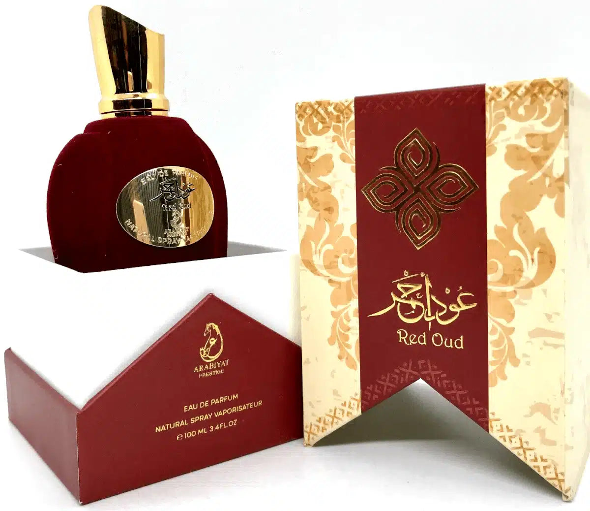 Red Oud 100ml Eau de Parfum by Arabiyat Prestige perfume bottle close up