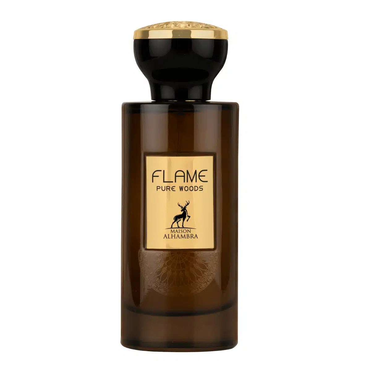 Flame Pure Woods 100ml Eau de Parfum by Maison Alhambra fragrance packaging front view