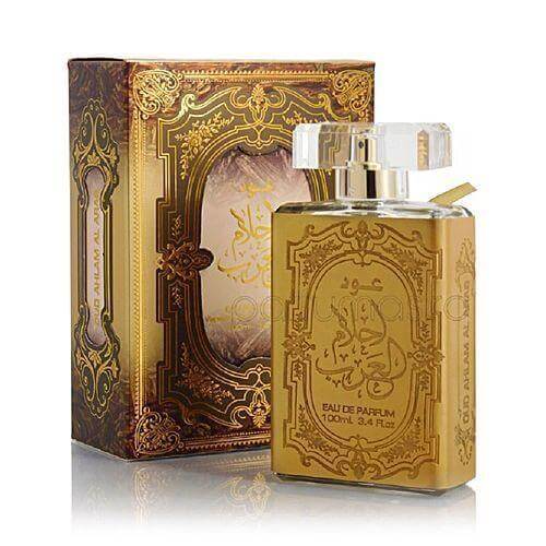 Oud Ahlam Al Arab 100ml Eau de Parfum by Ard Al Zaafaran bottle and box