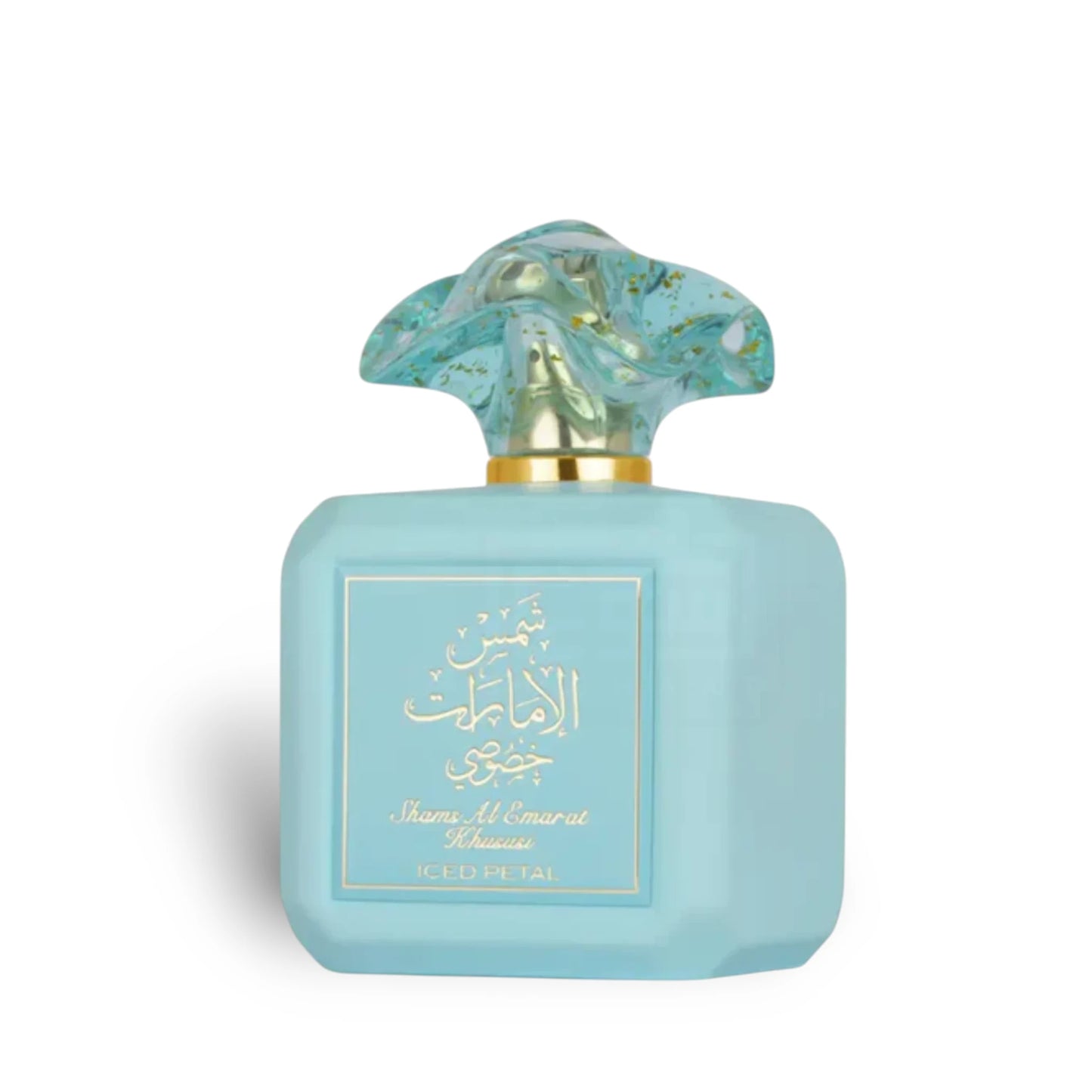 Angled bottle shot of Shams Al Emarat Khususi Iced Petal by Ard Al Zaafaran