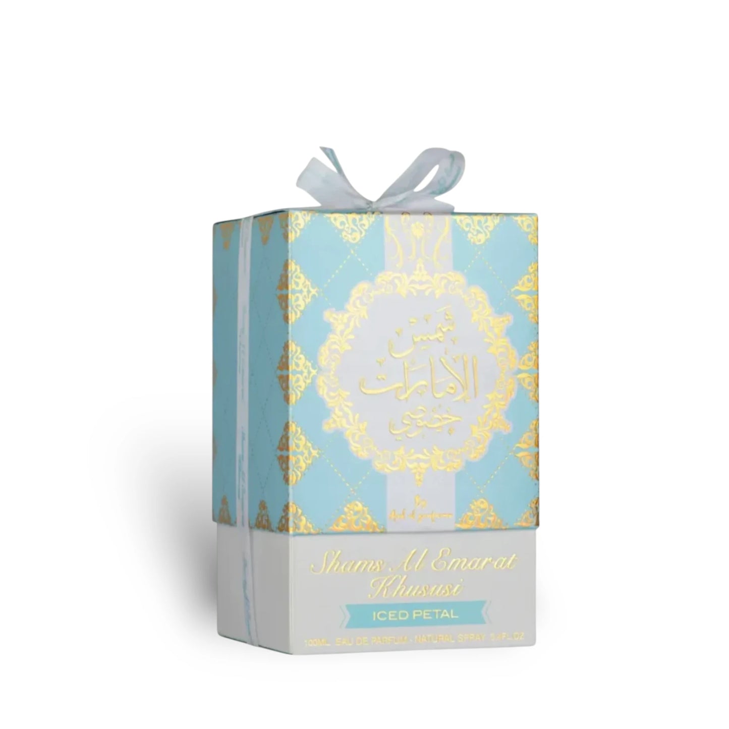 Packaging close-up of Shams Al Emarat Khususi Iced Petal Eau de Parfum